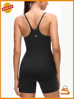 Butterluxe Cross Back Yoga Romper with Built-in Bra - X-Large Athletic Bodysuit